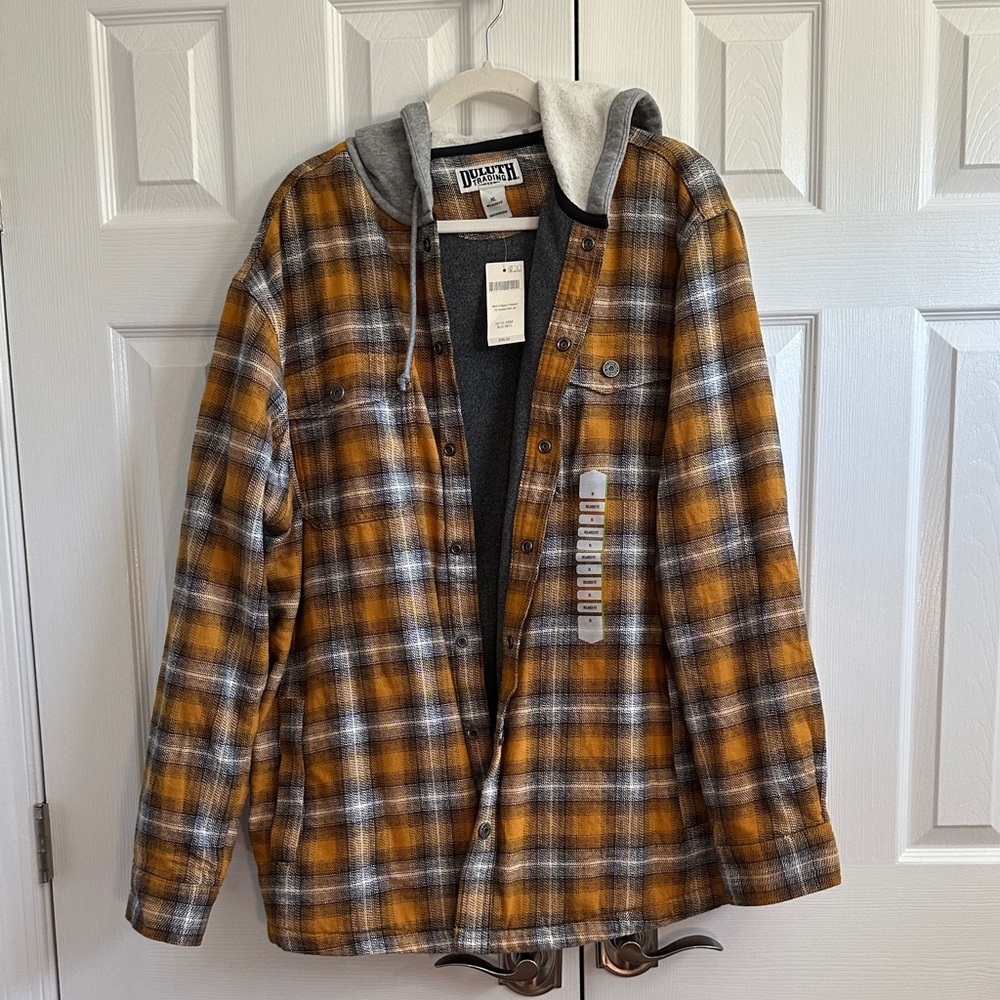 Mens XL Duluth Trading Co Flapjack Relaxed Fit Hooded Shirt/Jacket